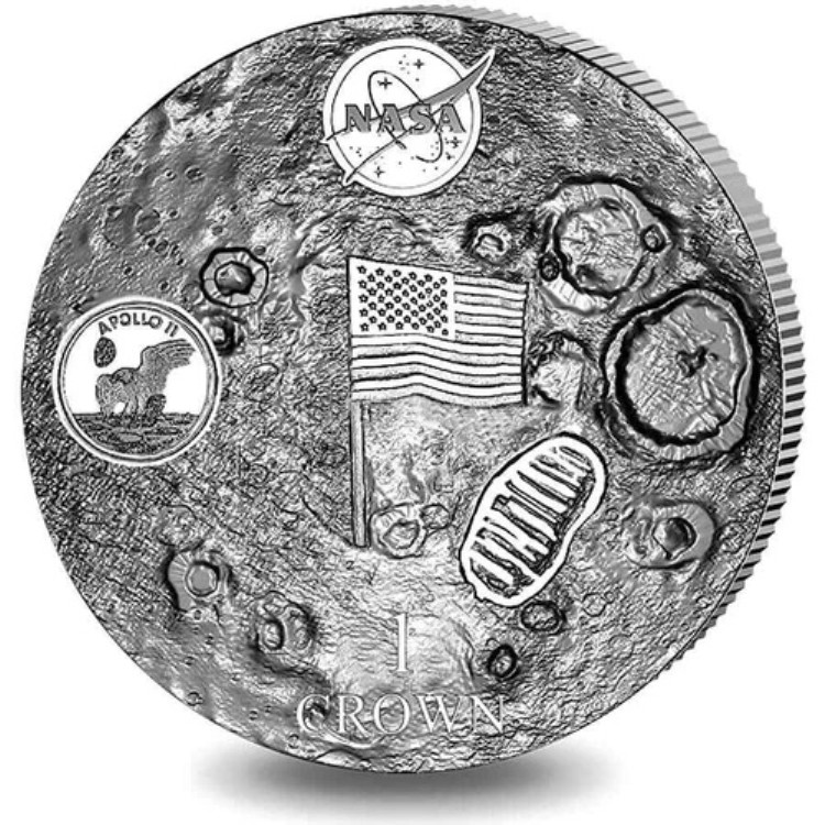 2019 NASA公式50周年記念 アポロ11号 月面初歩行 シルバー 2オンス