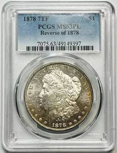 1878 P モーガン シルバー ダラー PCGS MS-63 7TF、1878 PL タフ プルーフの裏面と同様!｜WORLD RESOURCE【KING店】