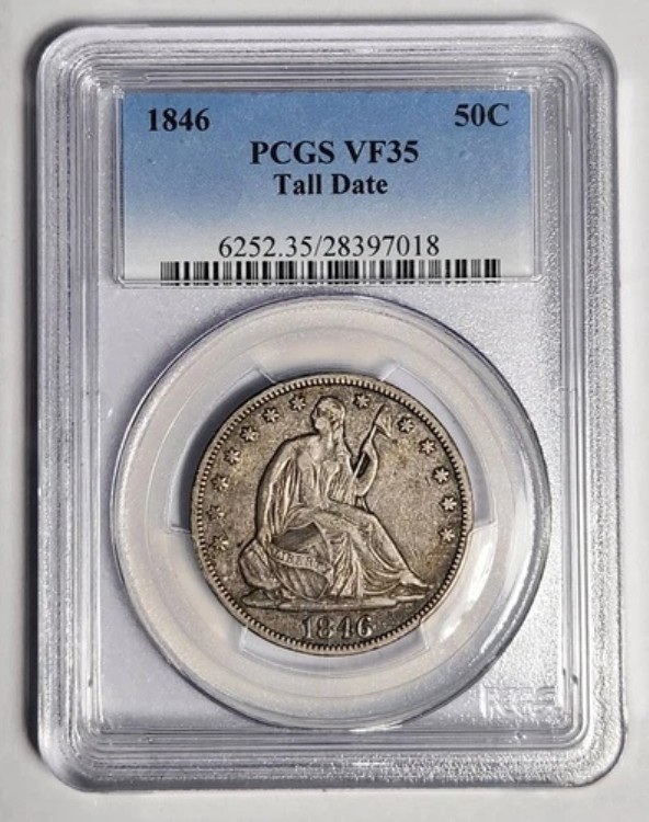 1846年 P ハーフドル 自由の女神像 PCGS VF-35 トールデイト|WORLD RESOURCE【KING店】