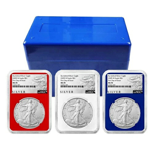 3 個セット - 2025-W $1 1 オンス バーニッシュド アメリカン シルバー イーグル NGC MS70 FDI ALS ラボ...