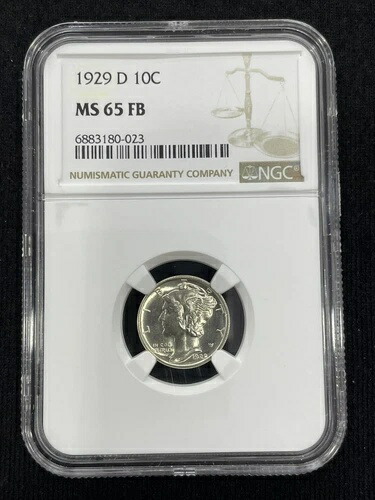 1929 D 10C マーキュリーダイム MS65FB MS65 フルバンド NGC