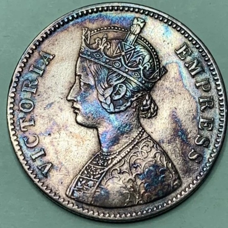 銀貨 1885年 イギリス領インド 1ルピー ヴィクトリア女王 / 23
