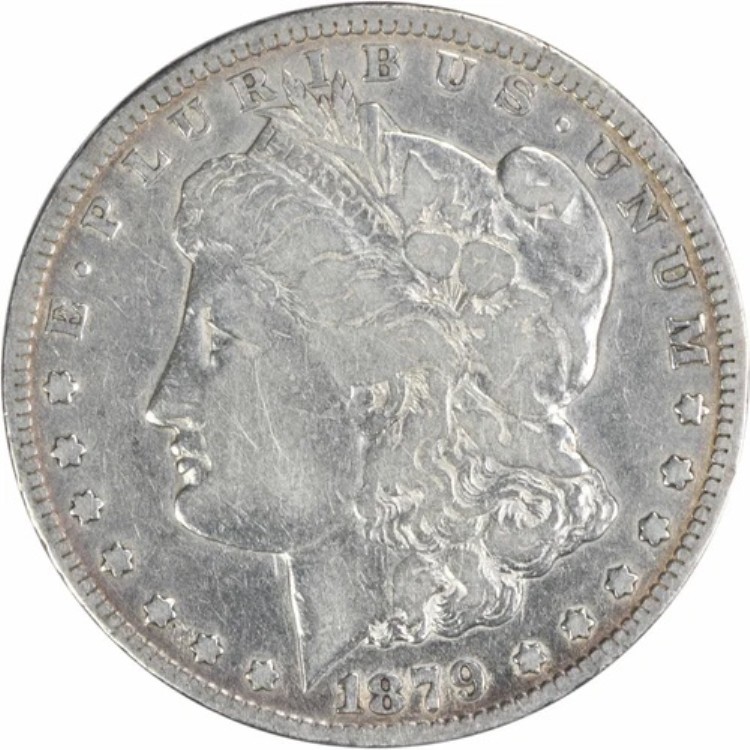 1879-CC モルガン銀貨 F 未認定 #543