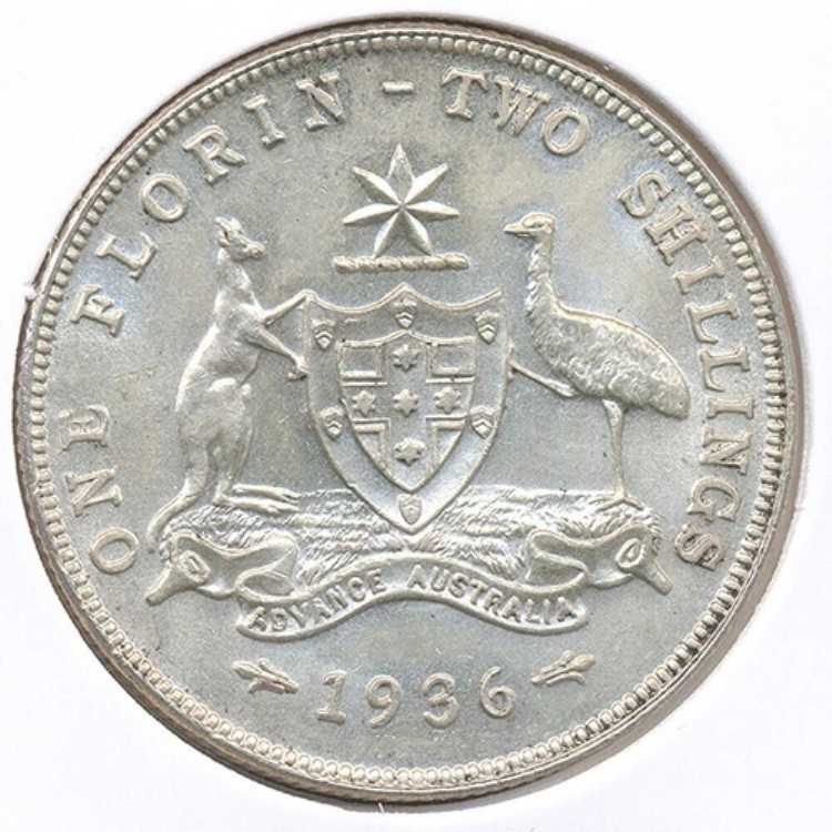 オーストラリア 1936年 1フローリン 2シリング ジョージ5世 (銀貨) - チョイス未流通 (E31691)