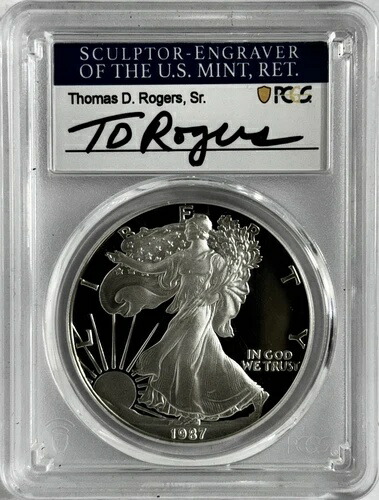 1987年 Sプルーフ シルバーイーグル PCGS PR70 DCAM トーマス・ロジャース直筆サイン入り クラシックイヤー
