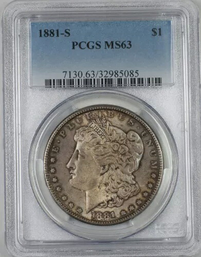 1881-S モーガン銀貨 $1 PCGS MS-63 トーン（良質コイン）（Ta）