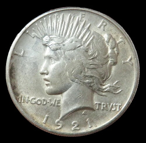 1921年米国平和銀貨1ドル高浮き彫りコイン、状態良好