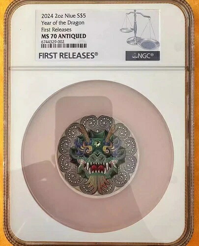 NGC MS70 ニウエ 2024 マンダラアート 龍年 銀貨 2オンス