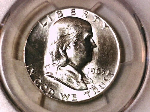 1963年 P フランクリン ハーフダラー PCGS MS 64 表面ダイクラッシュ FS-402 40332317
