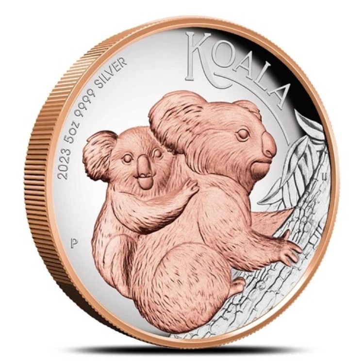 2023年 オーストラリア コアラ 金メッキ プルーフ 5オンス 銀貨 パース造幣局 希少鋳造 174,900円