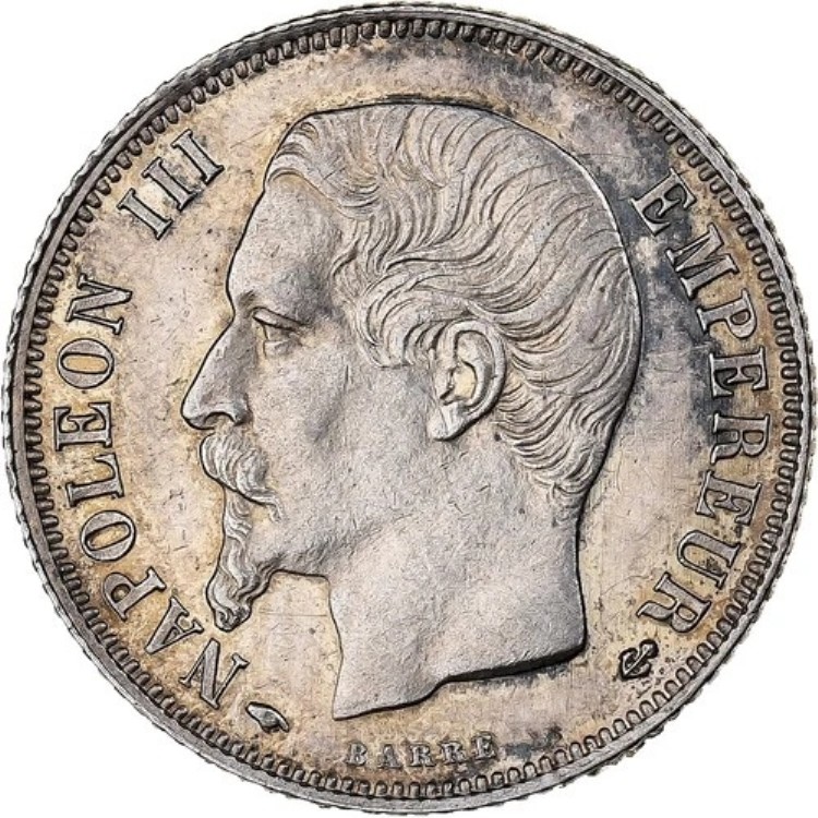 [#34625] フランス、ナポレオン3世、1フラン、1860年、パリ、銀貨、AU、ガドゥリー:460