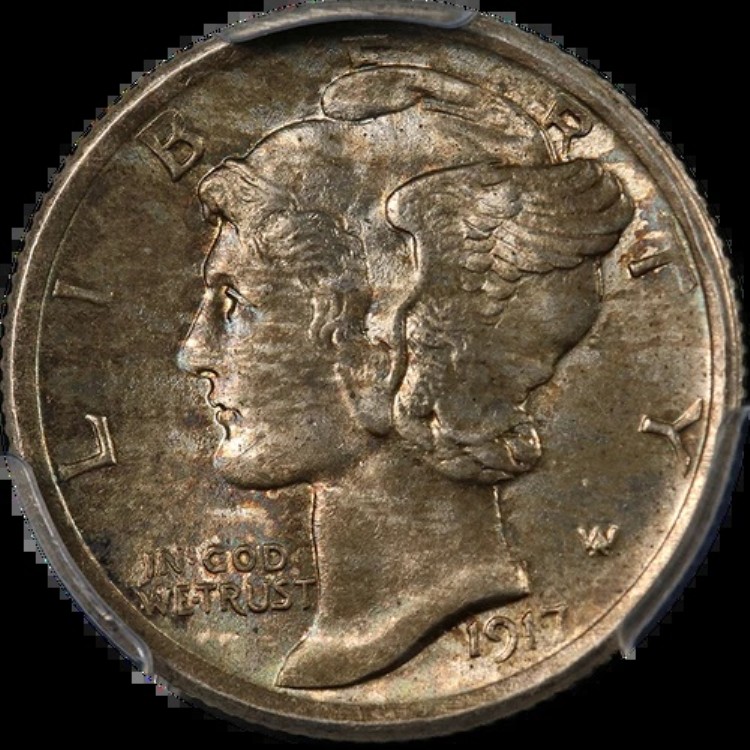 1917-P マーキュリーダイム PCGS MS65 FB 光沢あり 強打あり