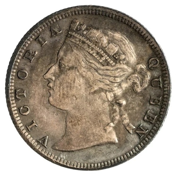 香港。1866年ビクトリア州銀貨20セント、5.42グラム、厚さ23.33mm。キー日付！KM# 7