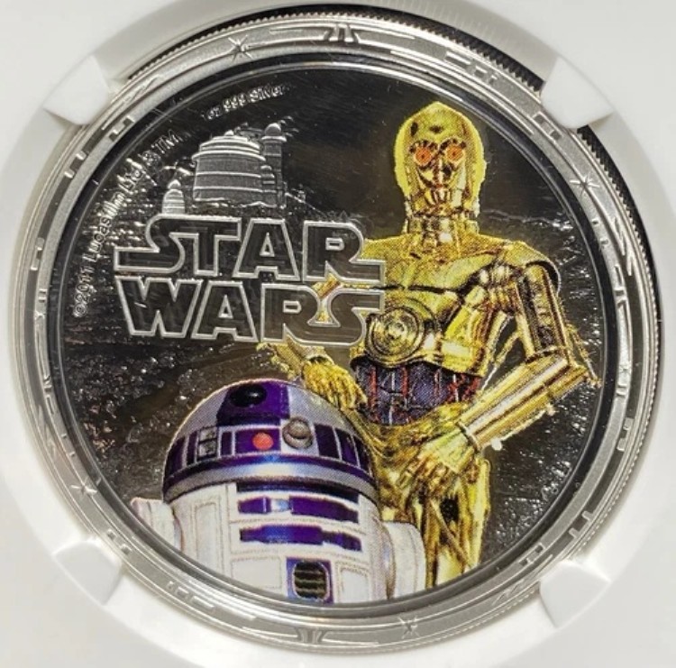 NGC PF70-UC。2011年 NIUE スターウォーズ R2-D2 & C-3PO プルーフ銀貨 1オンス 0.999ドル|WORLD RESOURCE【KING店】
