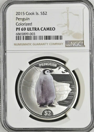 2015年 ペンギン クック諸島 シルバー 2ドル S$2 NGC PF 69 ウルトラカメオ トップポップ 1｜WORLD RESOURCE【KING店】