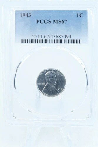1943-P PCGS MS67 スチール リンカーン ウィート セント ビジネス ストライク 1セント