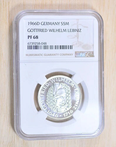 1966-D ドイツ シルバー プルーフ 5 マーク ライプニッツ NGC PF68 トップ POP 1/1 送料無料｜WORLD RESOURCE【KING店】