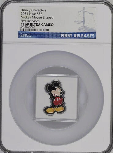 2021年 NIUE ディズニー ミッキーマウス 1オンス シルバー シェイプド コイン ニュージーランド ミント $2 NGC 69 FR｜WORLD RESOURCE【KING店】