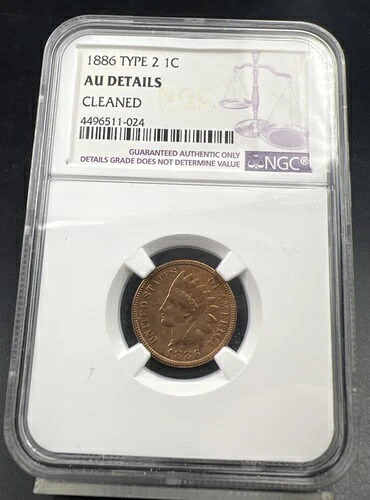 1886年 1セント インディアン セントペニー タイプ2 バラエティ NGC AU 詳細クリーニング済み｜WORLD RESOURCE【KING店】