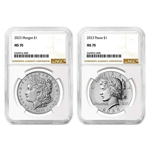 2枚セット - 2023年 1ドル モルガン＆ピース銀貨 NGC MS70 ブラウンラベル｜WORLD RESOURCE【KING店】