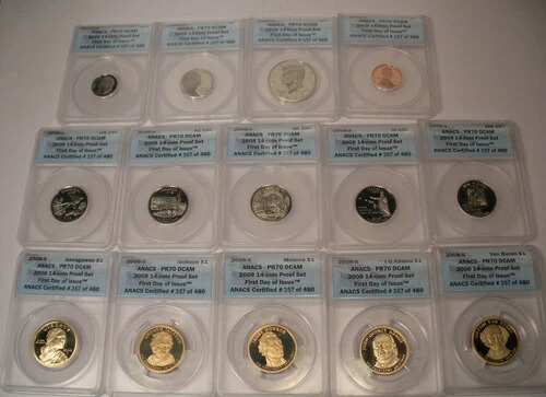 2008-S ANACS - PR70 DCAM 14枚入りプルーフコインセット 発行初日証明書 #357 / 480｜WORLD RESOURCE【KING店】