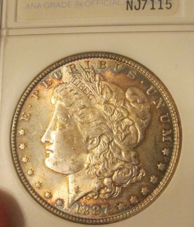 1887年 モルガン銀貨 オールドANAホルダー MS 63 カラフル周辺部トーニング 4168-2｜WORLD RESOURCE【KING店】