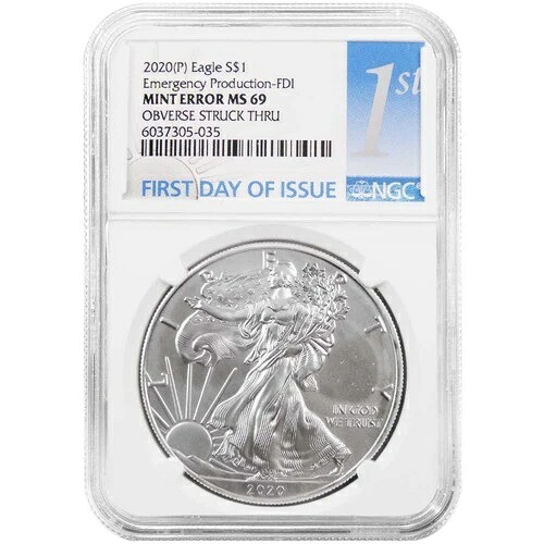 2020 (P) $1 アメリカン シルバー イーグル エマージェンシー NGC MS69 エラー FDI ファースト ラベル オブ...｜WORLD RESOURCE【KING店】
