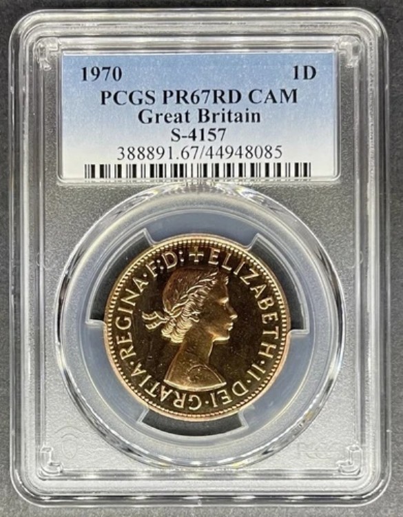 1970年 プルーフ グレートブリテン 1ペニー 1D PCGS PR-67RD CAM、3点購入で5ドル割引｜WORLD RESOURCE【KING店】