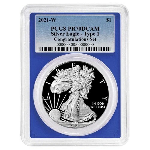2021-W プルーフ $1 タイプ 1 アメリカン シルバー イーグル コングラテーション セット PCGS PR70DCA...｜WORLD RESOURCE【KING店】