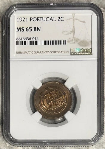 1921 ポルトガル 2 センタボス NGC MS 65 BN トップ ポップ 1/0 非常にレアなキー デイト｜WORLD RESOURCE【KING店】