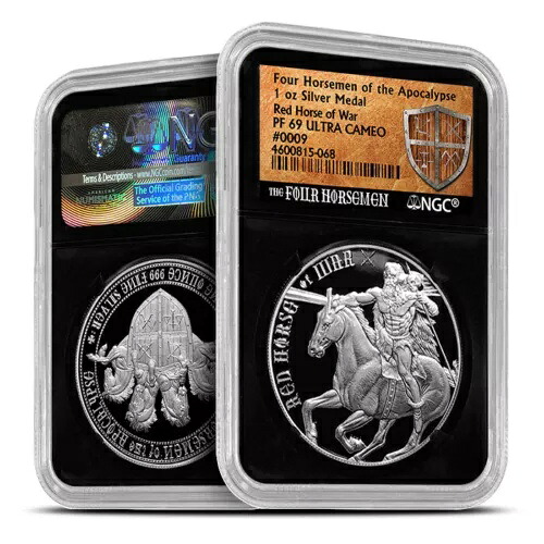 1オンス レッドホース・オブ・ウォー プルーフ ラウンド NGC PF69 4 黙示録の四騎士 777