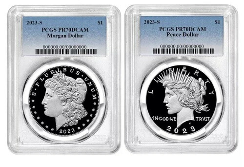 2023-S プルーフ 1ドル モルガン＆ピース シルバー ダラー 2枚セット PCGS PR70DCAM