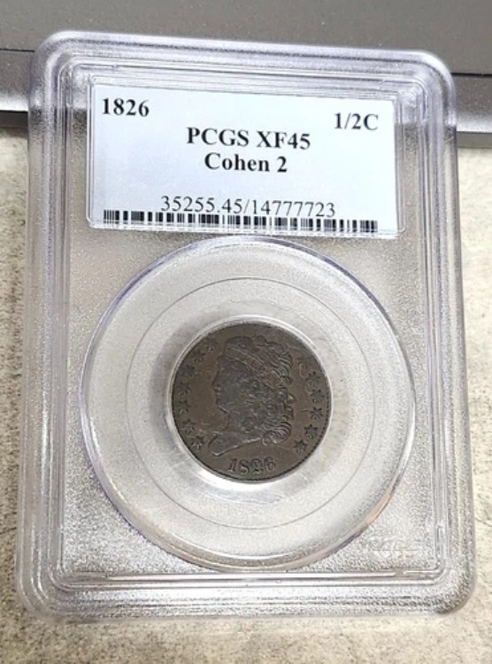 1826年 クラシックヘッド ハーフセント - コーエン2 - XF45 - PCGS
