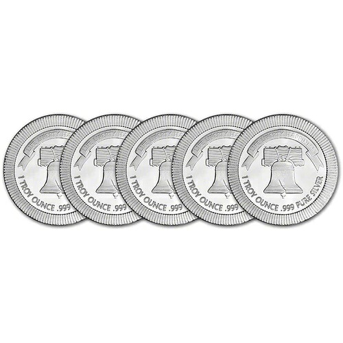 5個（5）1オンスシルバーラウンドSilverTowneリバティベルスタッカブル.999｜WORLD RESOURCE【KING店】