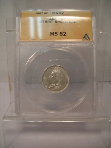 1887 6P MS 62 1887 6P GR BRIT SHIELD REV