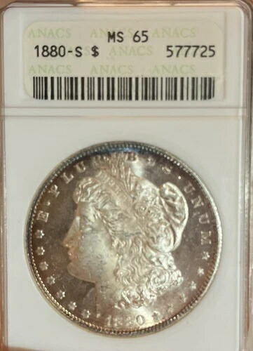 銀貨　2枚 送料無料】1880-S ソープボックス ANACS MS65 モルガン銀貨 | 硬貨・コイン