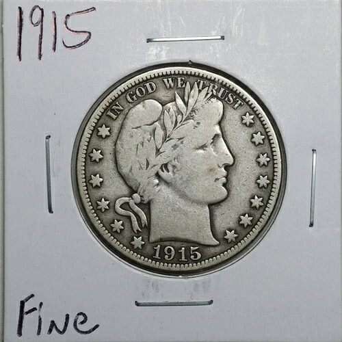 1915年 50セント バーバー リバティヘッド ハーフダラー 良好な状態 #05093