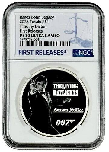 2023年ツバル銀貨 ジェームズ・ボンド・レガシー ティモシー・ダルトン NGC PF 70 UC ファーストリリース