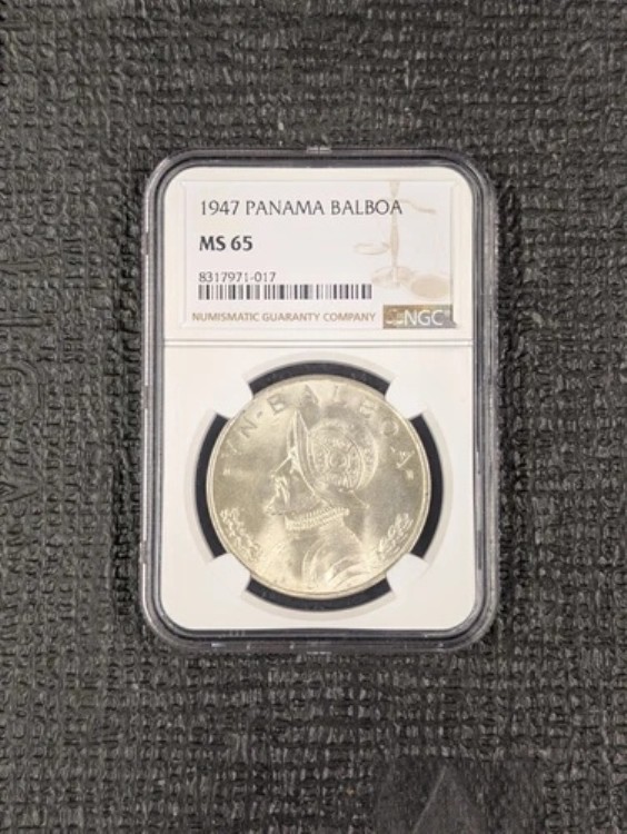 1947 MS 65 パナマ シルバー UN (1) バルボア バスコ ヌネス デ バルボア - NGC 希少宝石 BU
