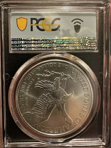 2022年 1ドル シルバーイーグル PCGS MS70 発行初日 フラッグラベル ブラックコア