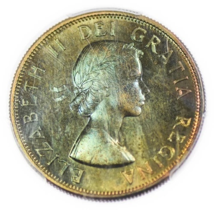 カナダ 1957年 50セント PCGS PL-65 #16309226 美しい色調