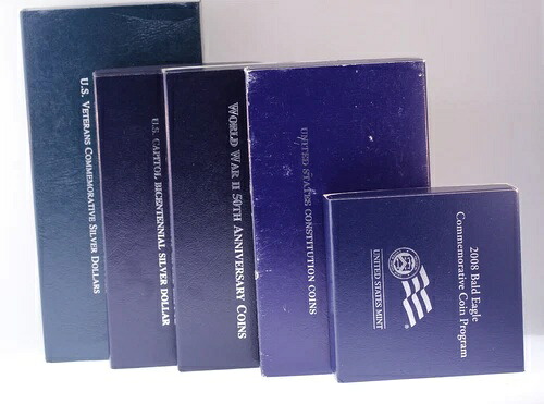 1987年、1991-95年、1994年、2008年、米国造幣局発行のシルバープルーフドル（OGPのCOA付き）5枚セット