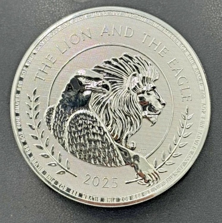 2025年 5オンス .999 銀貨 英国 ライオンと鷲 エアタイトケース入り