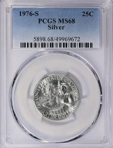 4-1976 S ワシントン シルバー クォーター 25セント PCGS -希少 200周年記念 MS-68 PCGS