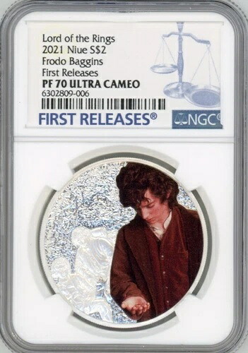 ロード・オブ・ザ・リング フロド・バギンズ 2021年 ニウエ 1オンス 銀貨 NGC PF70 FR