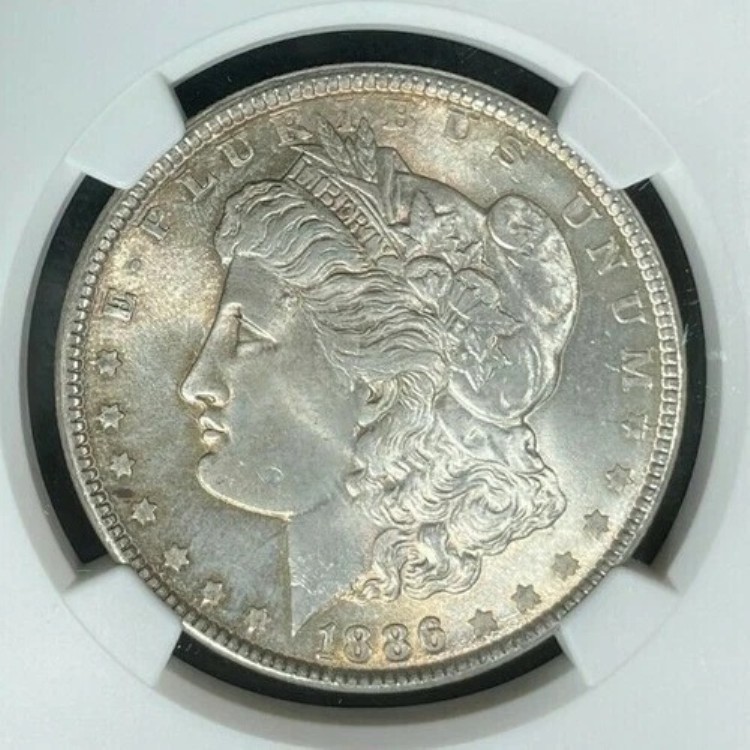 1886年 モーガン シルバードル ~ NGC - MS 65 ~美しいコイン~REF#45-007