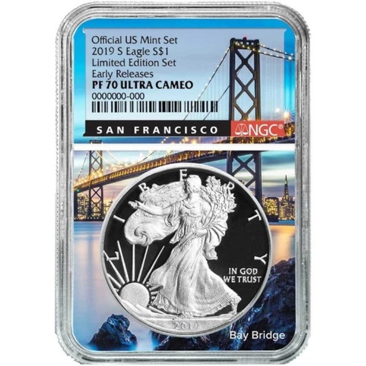 2019-S 限定版 プルーフセット $1 アメリカン シルバー イーグル NGC PF70UC ER サンフ...