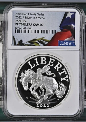2022 P アメリカンリバティシルバー 1オンスメダル NGC PF70 UCAM フラッグラベル (Exact - 040
