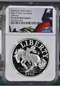 2022 P アメリカンリバティシルバー 1オンスメダル NGC PF70 UCAM フラッグラベル (Exact - 046