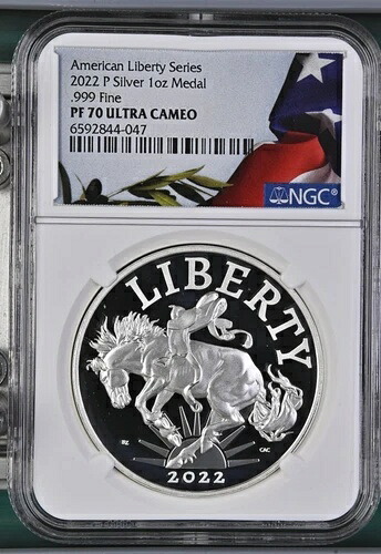 2022 P アメリカンリバティシルバー 1オンスメダル NGC PF70 UCAM フラッグラベル (Exact - 047